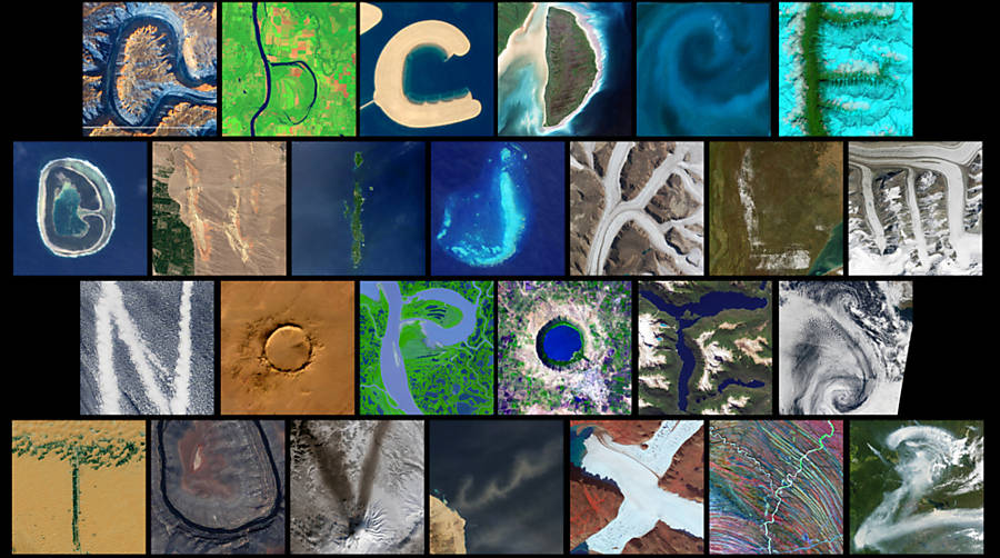 As 26 letras do alfabeto em imagens da Terra colhidas pela Nasa