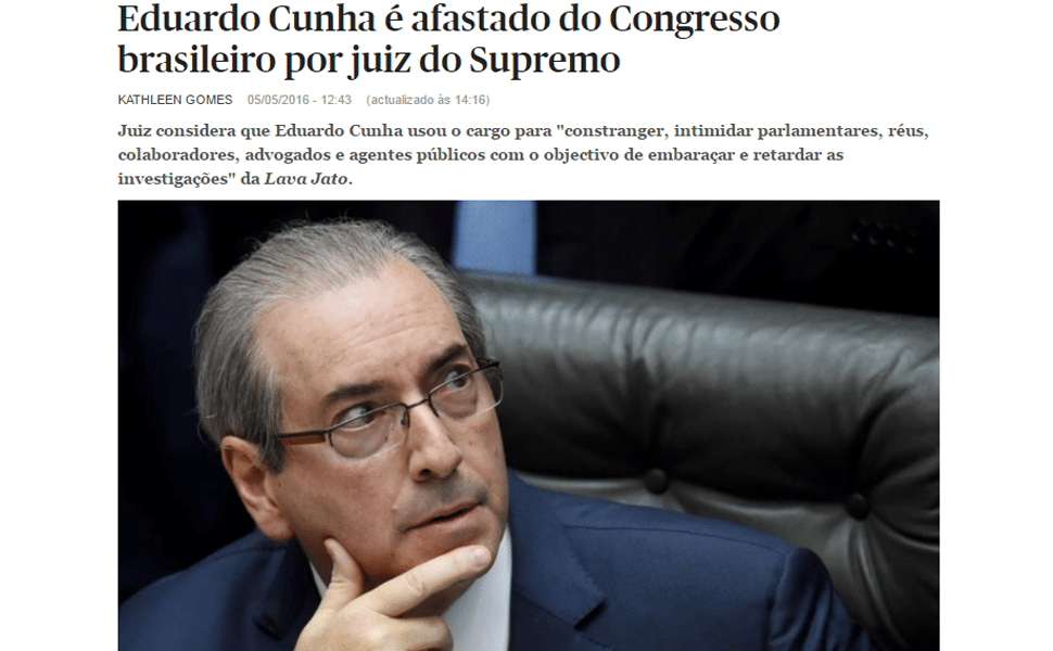 Imprensa internacional repercute afastamento de Cunha pelo STF