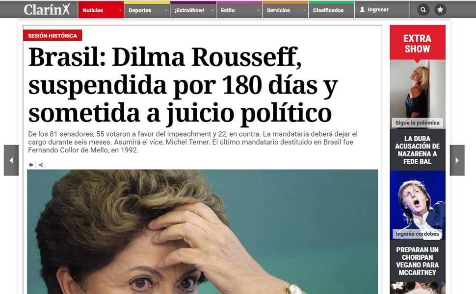 Jornais internacionais repercutem afastamento de Dilma Rousseff