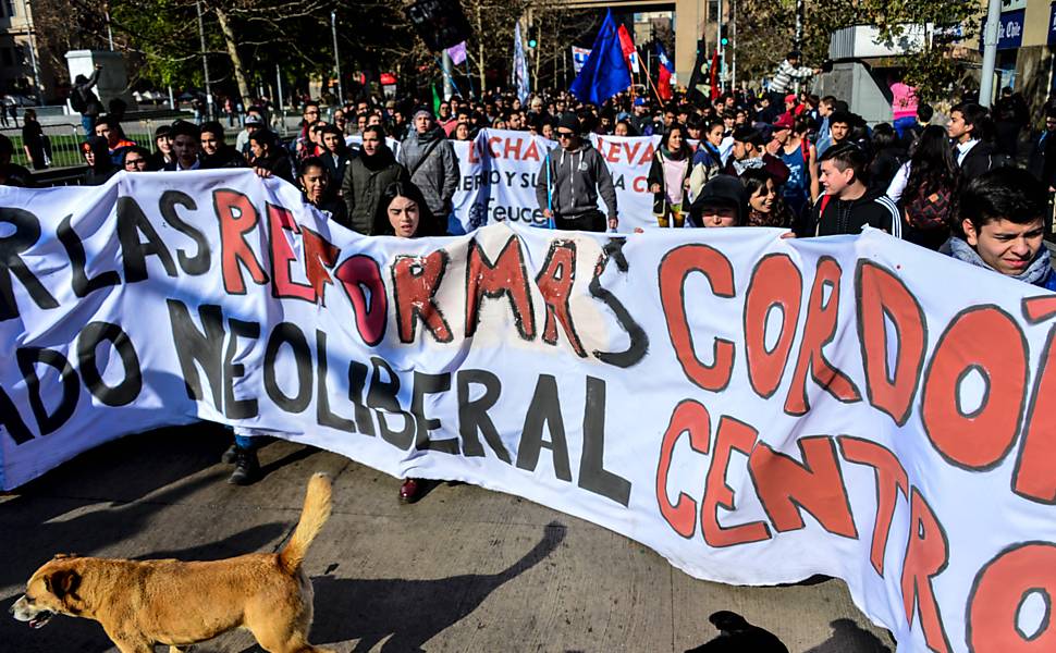 Protesto contra reforma educacional no Chile