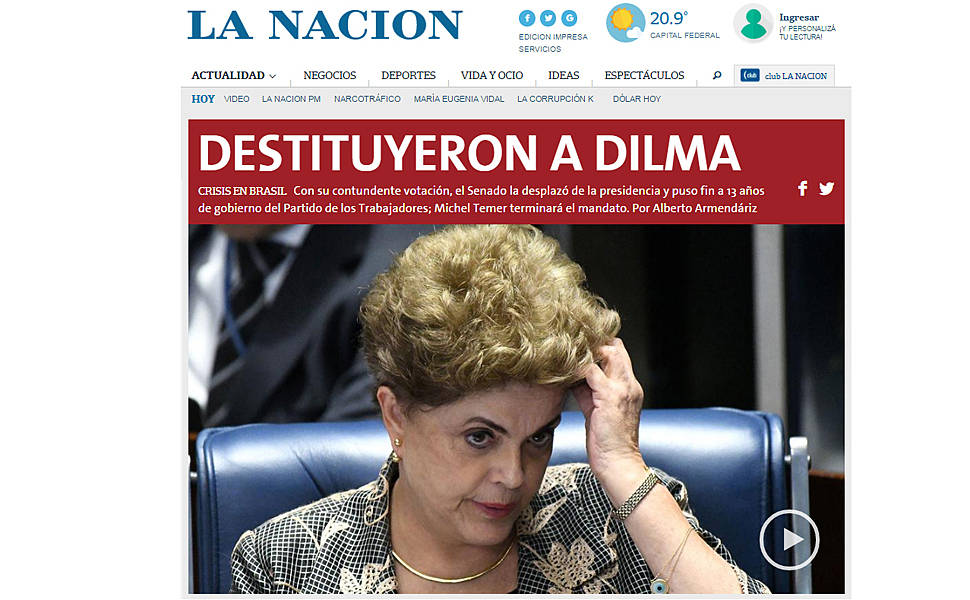 Repercurso do impeachment de Dilma nos jornais estrangeiros