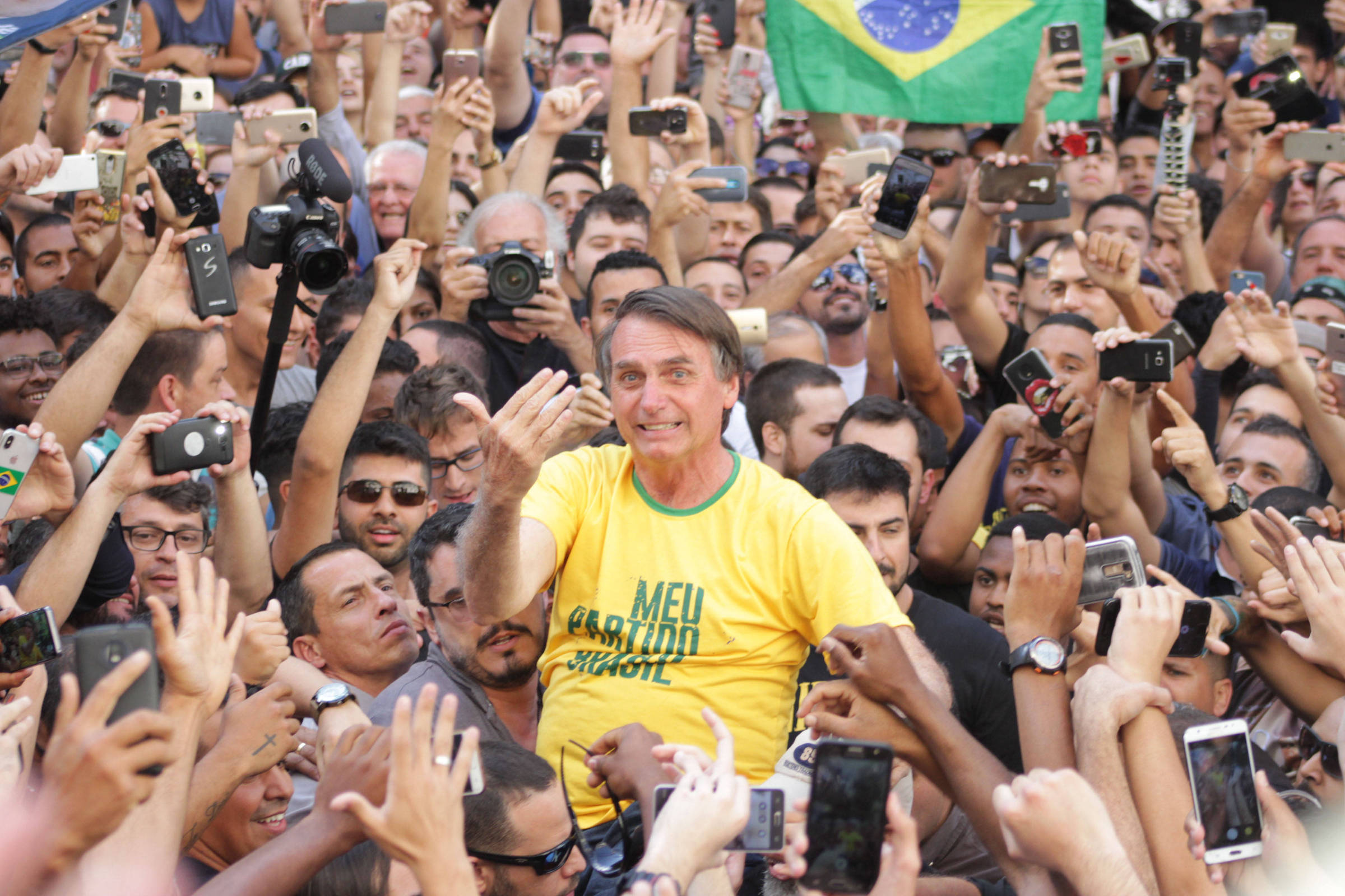 O então candidato Jair Bolsonaro, em evento de campanha em 2018
