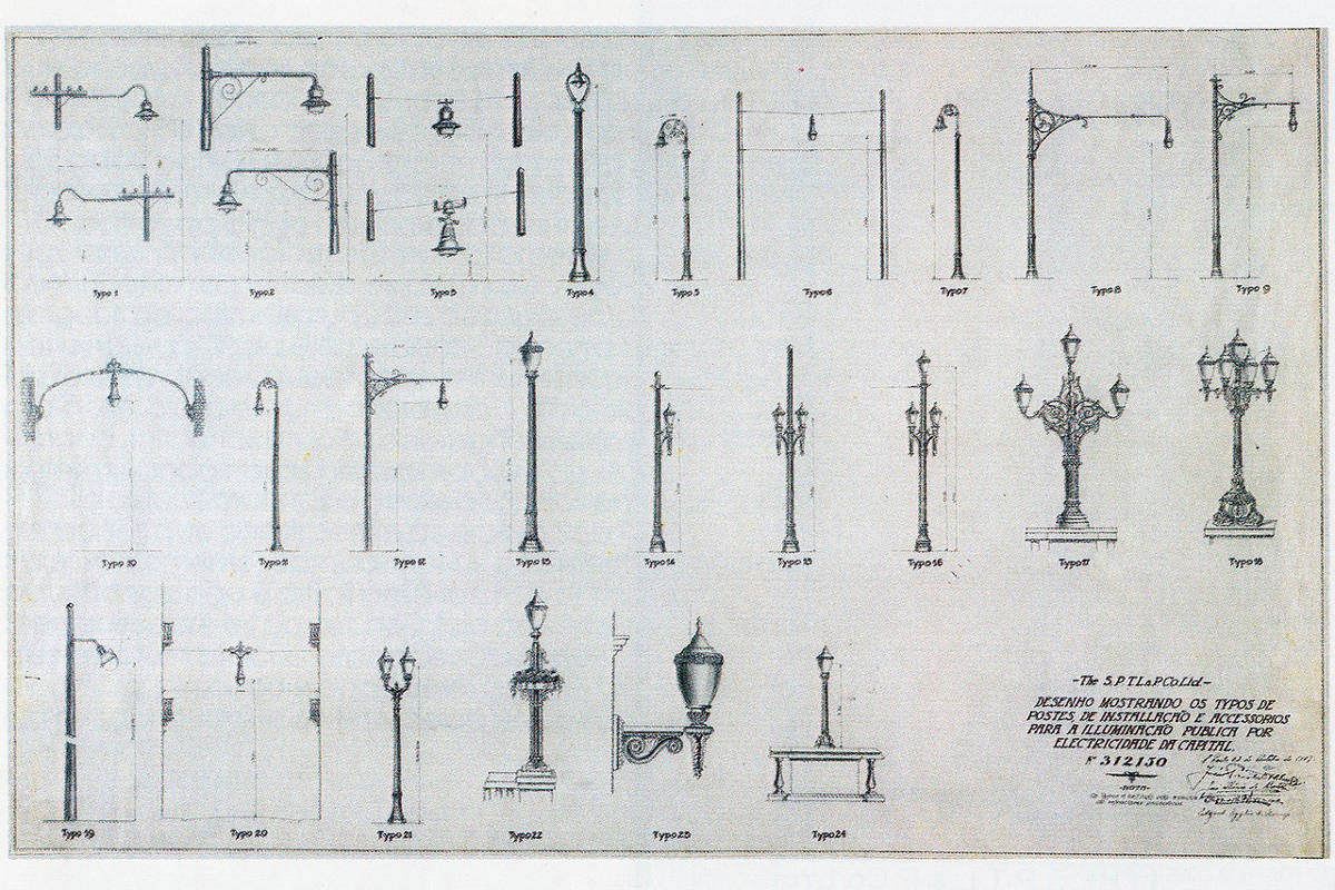 Postes de iluminação antigos de São Paulo 13 10 2023 Cotidiano
