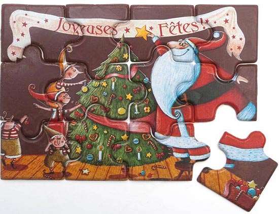 Vila Chocolat vende quebra-cabeça (foto) com estampas de Natal, feito com chocolate belga