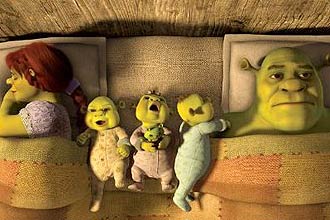 Em "Shrek para Sempre", o ogro cansa de sua vida de casado e entra em crise; filme chega aos cinemas e ganha verso em livro