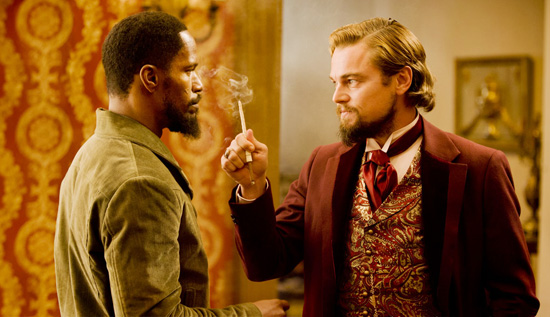 Jamie Foxx e Leonardo Di Caprio (à dir.) em cena do filme "Django Livre", de Quentin Tarantino