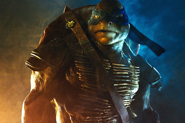 O personagem Leonardo em cena do novo filme das Tartarugas Ninja