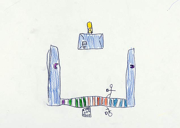 Desenho de Julia Coelho de Sorez durante oficina no Masp 