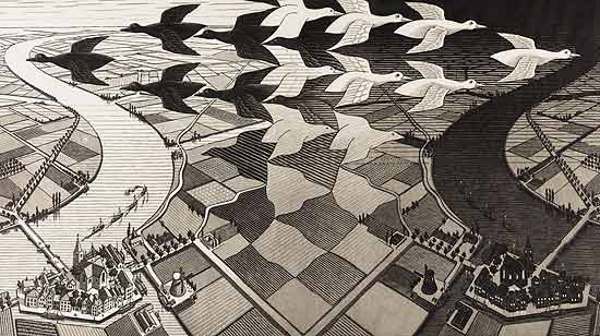 Obra "Dia e Noite" (foto) é um dos 95 trabalhos de M.C. Escher que ficarão expostos no CCBB a partir de abril