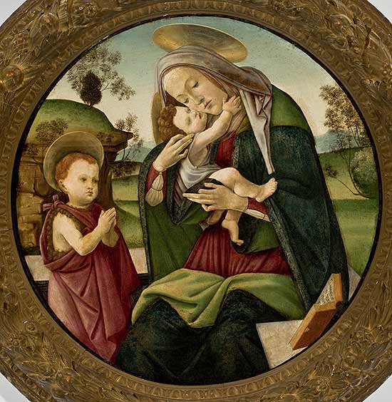 "Virgem com o Menino e São João Batista Criança" (1490-1500), de Botticelli, está na mostra "Deuses e Madonas"