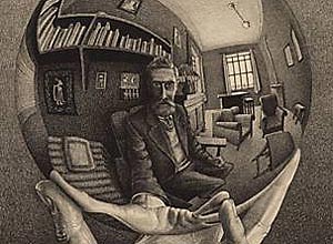 Litografia "Autorretrato no Espelho Esfrico" (1950), de Escher