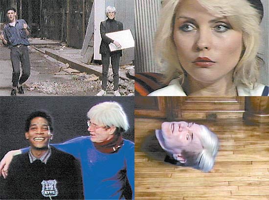 Sentido hor., de cima, à esq.: "Andy Warhol's Fifteen Minutes", "Fashion", "Saturday Night Live" e "Warhol's TV"
