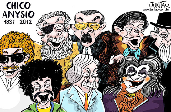 Caricatura de vários personagens feita por Junião