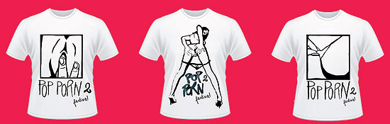 Camisetas "eróticas" (foto) serão destaque na lojinha da PopPorn, que também terá baralho e brinquedo