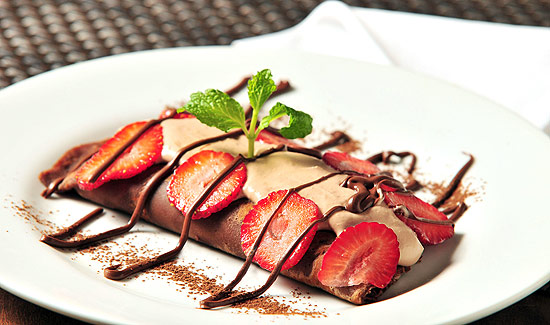 Crepe de Nutella com morango é um dos destaques para a sobremesa do cardápio especial de inverno