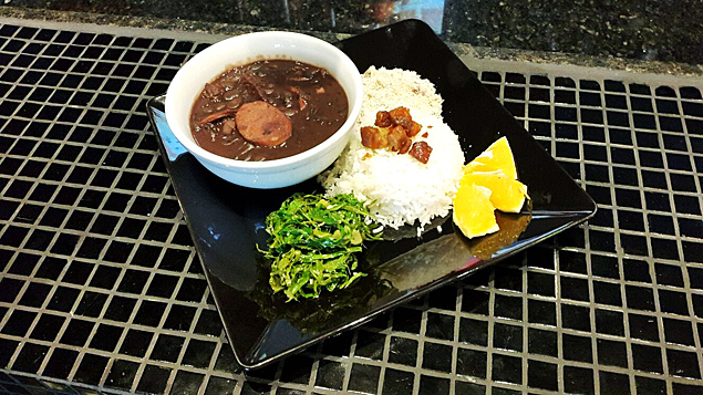 The creamy beef stroganoff is out of the menu and the feijoada is in to replace it 