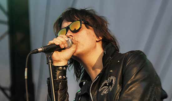 ORG XMIT: TNDM134 Julian Casablancas of The Strokes performs during the Bonnaroo Music and Arts Festival in Manchester, Tenn., Sunday, June 12, 2011. (AP Photo/Dave Martin)