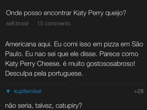 Usuário do Reddit procura por "Katy Perry queijo"
