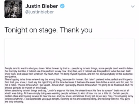Carta de Justin Bieber
