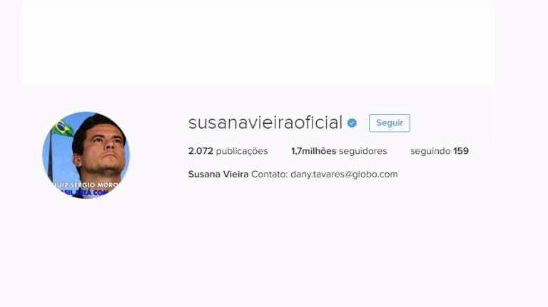 Susana Vieira trocou a foto do seu perfil do Instagram pela do juiz Sergio Moro