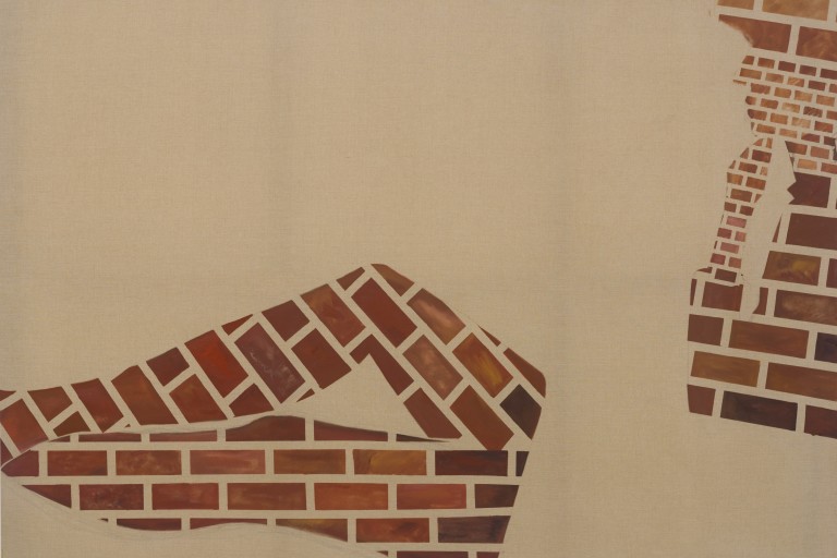 “Brick Lady” (2013), óleo e grafite da belga Caragh Thuring 