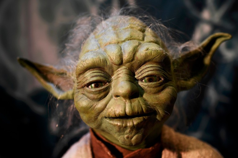 The Yoda puppet used in the original movies, is seen at the Star Wars Identities exhibition at the 02 in London