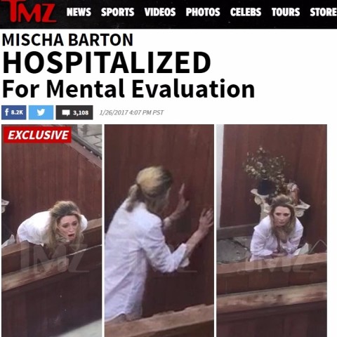 A atriz Mischa Barton durante o suposto surto