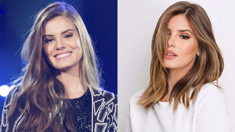 Camila Queiroz antes e depois da mudança de visual