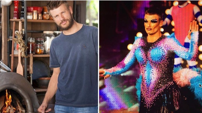 Rodrigo Hilbert antes e depois de virar drag queen