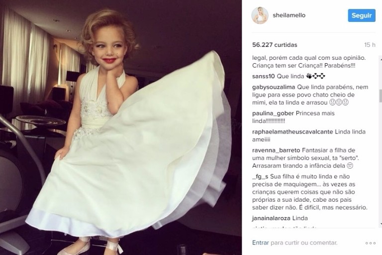Internautas criticam fantasia de filha de Sheila Mello e Xuxa