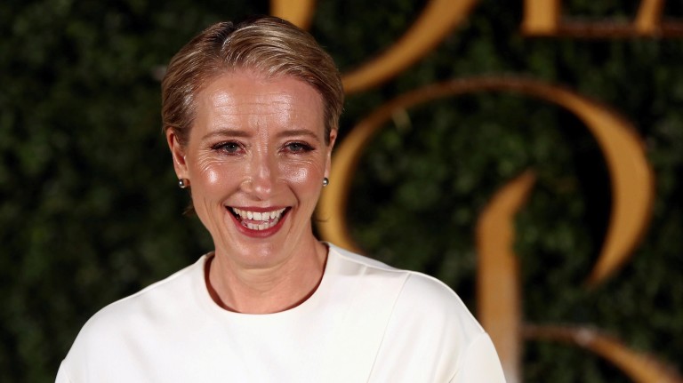 FILE PHOTO: Actor Emma Thompson poses for photographers at media event for the film Beauty and the Beast in London