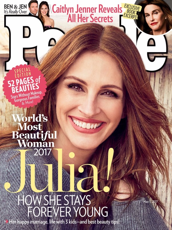 A atriz Julia Roberts na capa da revista 'People'