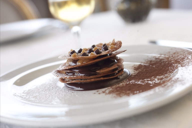 Sobremesa do menu criado por Marco Renzetti para o aniversário do Terraço Itália - Fondant de Chocolate com calda de figo e brandy
