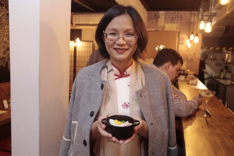 Jiang Pu na inauguração de seu restaurante, o Chi Culinária Oriental, em Pinheiros
