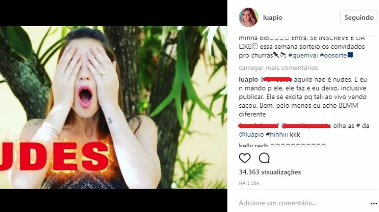 Luana Piovani responde internauta no Instagram