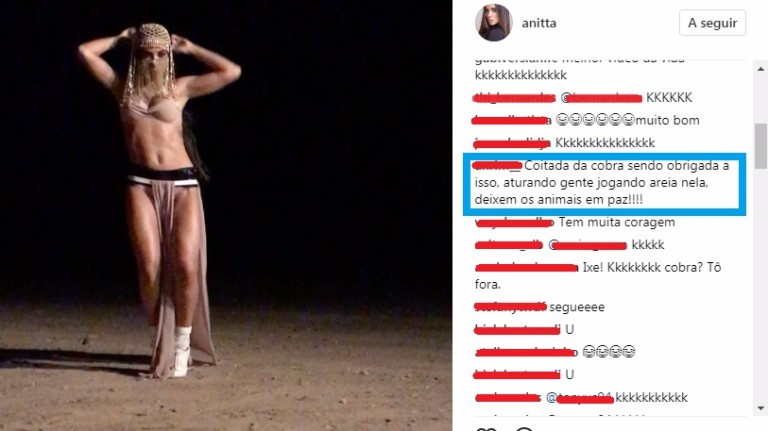 Internautas comentam em foto de Anitta com cobra em deserto