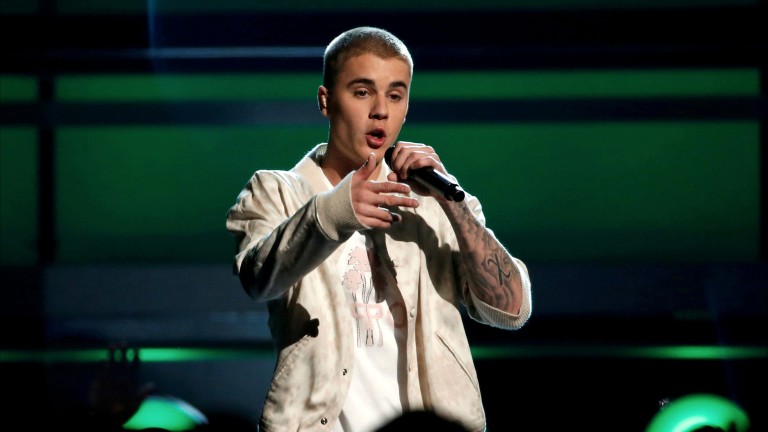 O cantor Justin Bieber durante apresentação no Billboard Music Awards em Las Vegas