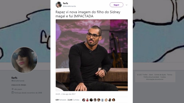Internauta elogiou a beleza de Rodrigo West no Twitter 