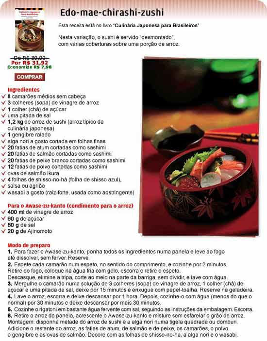 Receita de Comida Japonesa Típica de Todos os Tipos