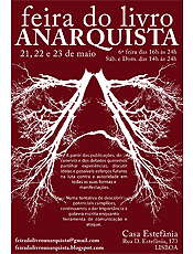 Cartaz da 3 Feira do Livro Anarquista, que ocorrer em Lisboa