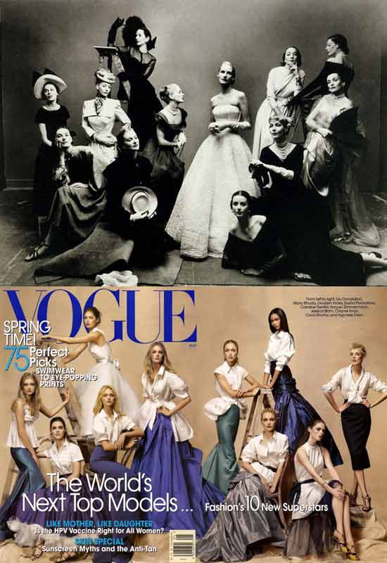 Foto "As 12 beldades", frmula adotada pela "Vogue" desde 1947,  renovada em maio de 2007 com as tops do momento