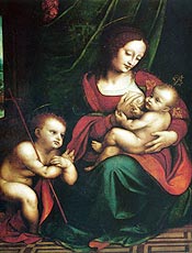 "A Virgem Amamentando o Menino e So Joo Batista Criana em Adorao" (1500-1520), tela do italiano Giampietrino que compe o acervo do Masp