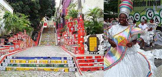 Escadaria do artista chileno Selarón na Lapa, cenário até de clipe "Beautiful", do rapper Snoop Dogg, atrai turistas, que chegam para acompanhar ensaios para o Carnaval