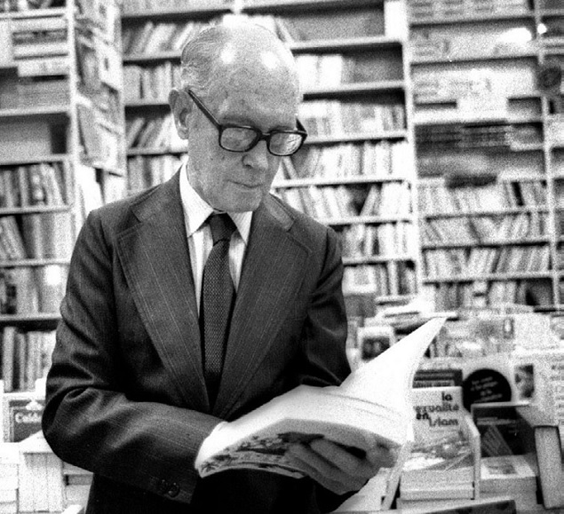 Drummond na livraria Leonardo da Vinci, em foto de 1982
