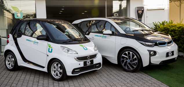 Carros da empresa LDS Group, que vai oferecer o serviço de compartilhamento de carros elétricos em São Paulo