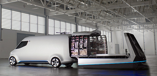 Sistema de carregamento autônomo da Vision Van, conceito da Mercedes-Benz