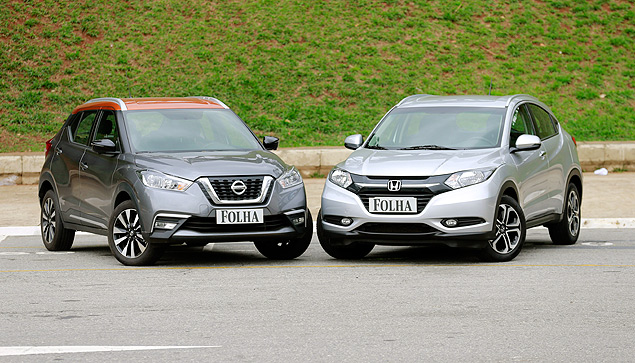 Os utilitrios esportivos compactos Nissan Kicks ( esq.) e Honda HR-V