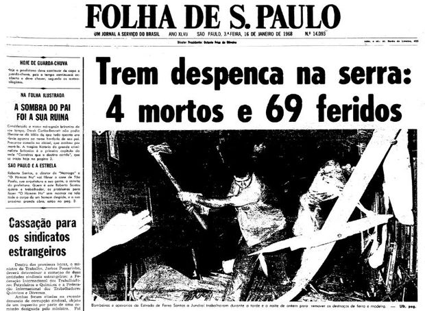 Primeira página da Folha de S.Paulo de 16 de janeiro de 1968. (Foto: Folhapress)