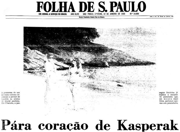 Primeira página da Folha de S.Paulo de 22 de janeiro de 1968. (Foto: Folhapress)