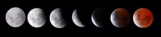 Fotos tiradas em 2007 mostra eclipse da Lua; fenômeno desta quarta-feira deve durar uma hora e 40 minutos